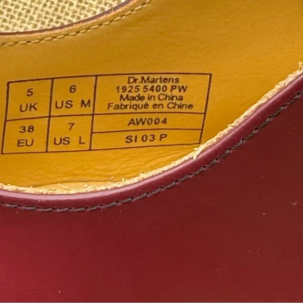 Dr Martens 1925 5400 Cherry Red Oxford Mens 6 Womens 7 Leather
